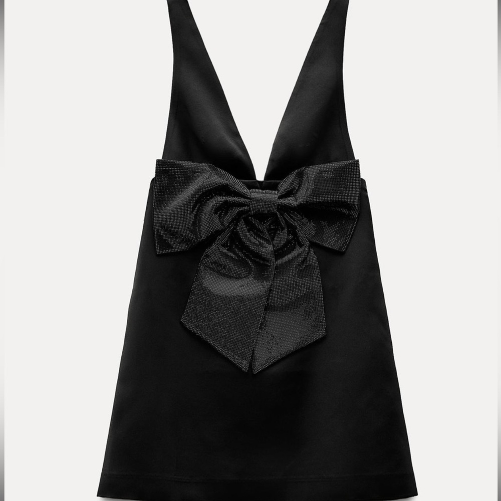 Size XS | Zara |Elegant Black Dress with Large Bow - Picture 4 of 15